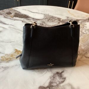 kate spade Black Pebbled Leather Shoulder Bag with silver Hardware